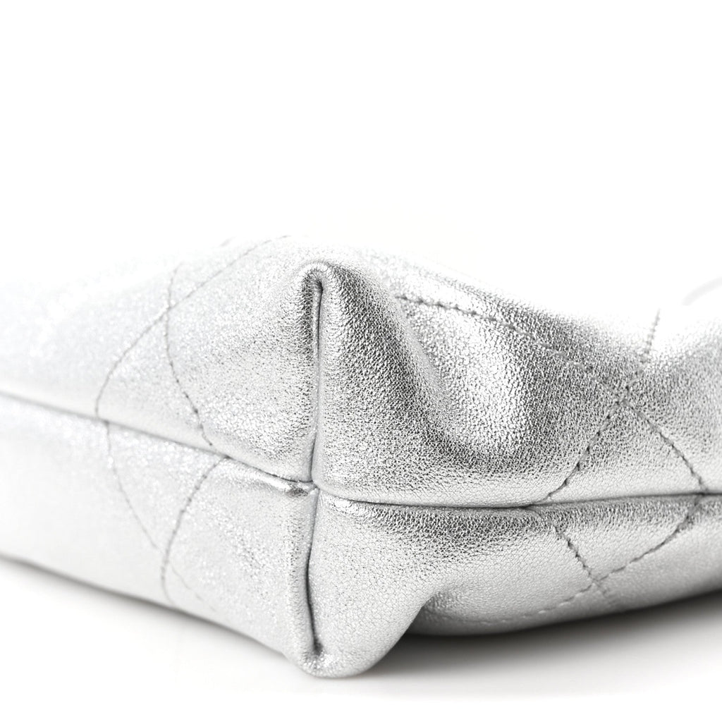 Metallic Lambskin Quilted Mini Chanel 22 Silvery
