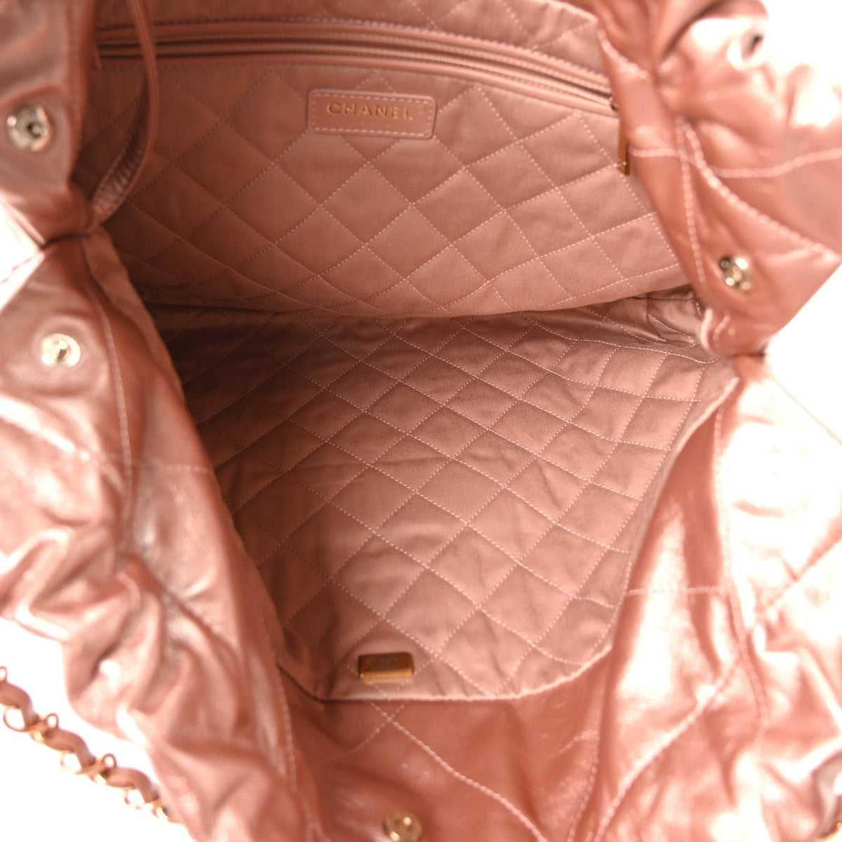 Metallic Calfskin Quilted Chanel 22 Copper