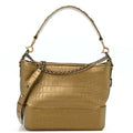 Metallic Calfskin Crocodile Embossed Medium Gabrielle Cocodile Hobo Gold