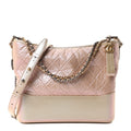 Iridescent Aged Calfskin Quilted Medium Gabrielle Hobo Light Pink