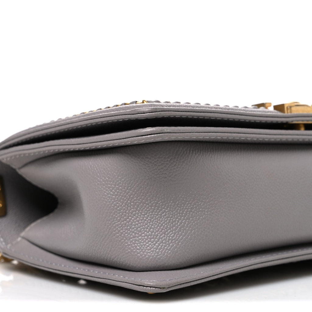 Caviar Quilted Chain Around Medium Boy Flap Grey