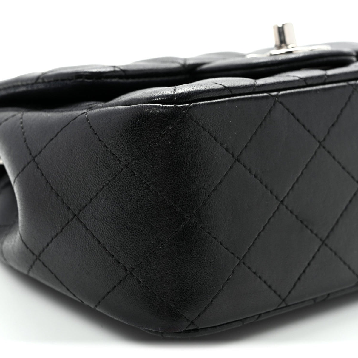 Lambskin Quilted Mini Square Flap Black