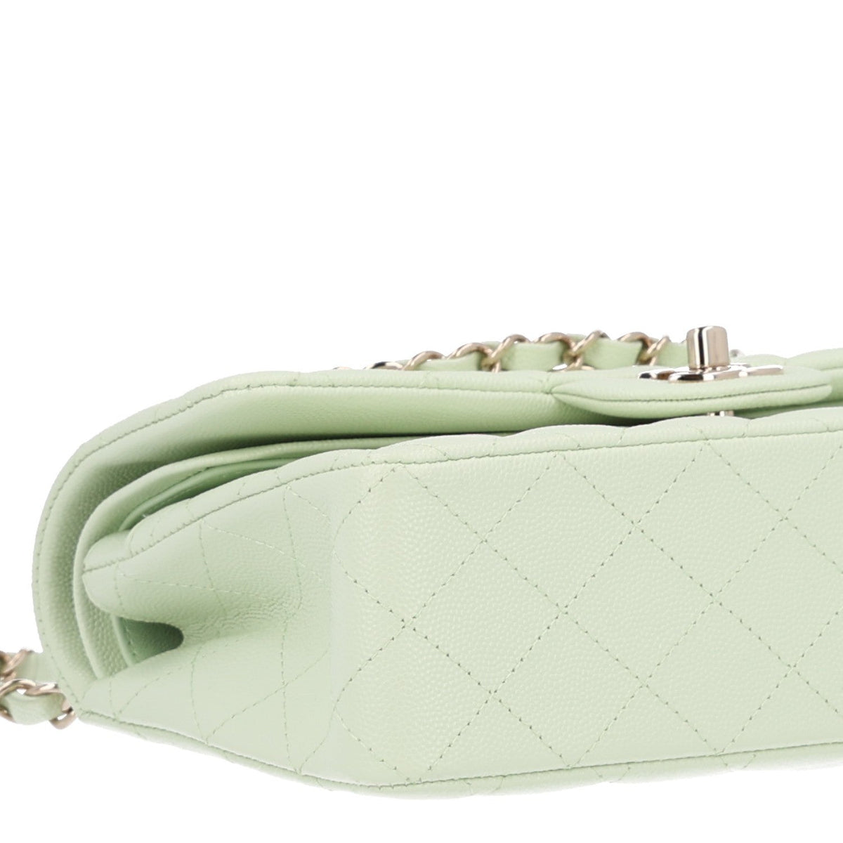 Caviar Quilted Small Double Flap Light Green