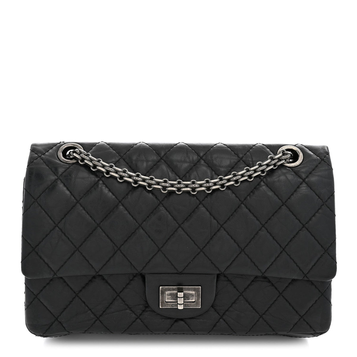 Aged Calfskin Quilted 2.55 Reissue 225 Flap Black