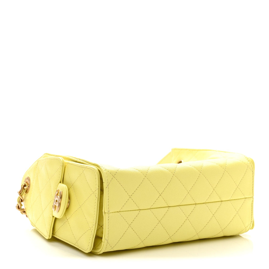 Caviar Quilted Mini Chanel 25 Handbag Light Yellow