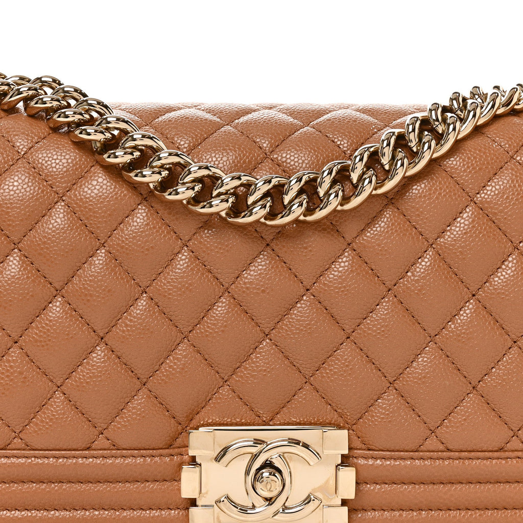 Caviar Quilted Medium Boy Flap Brown