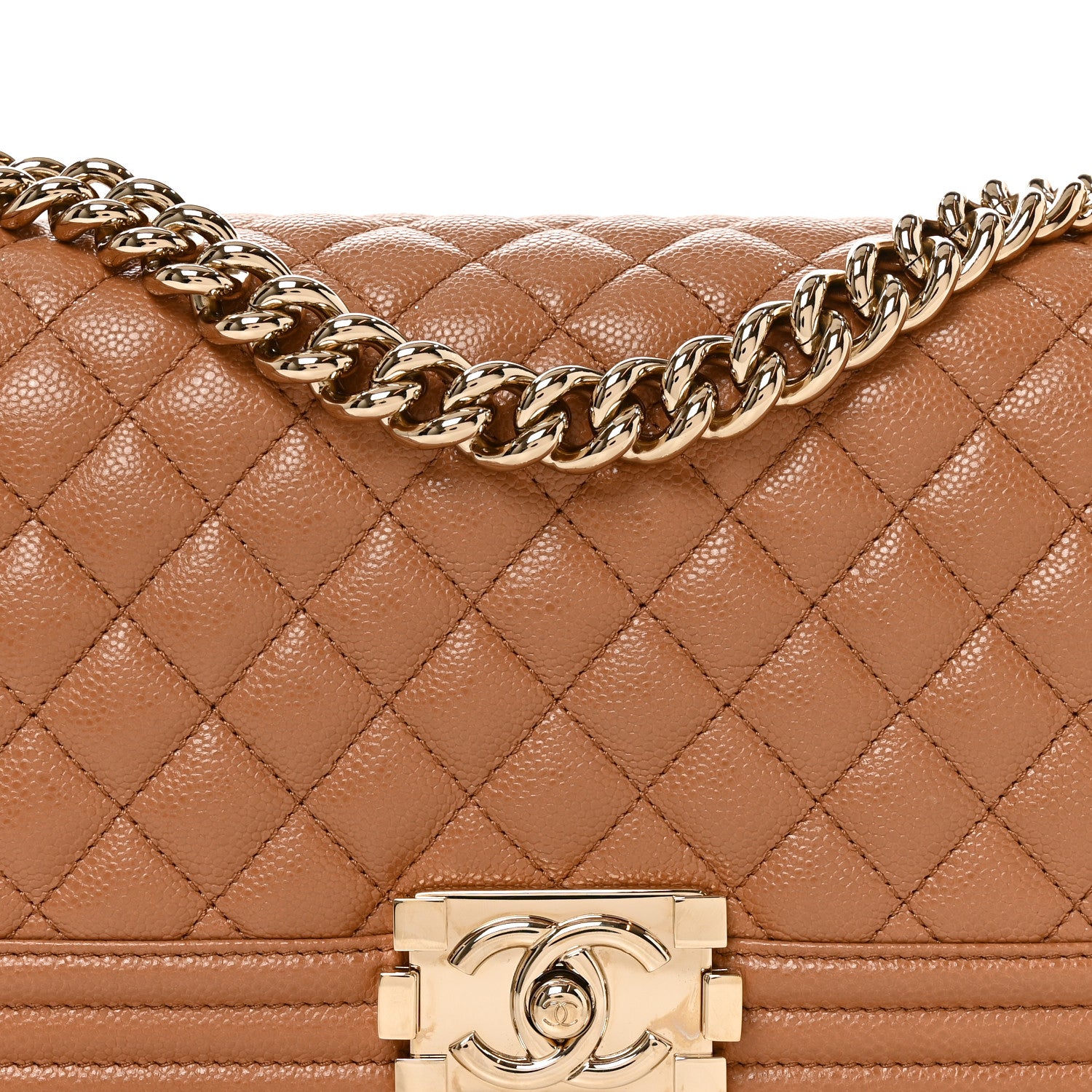 Caviar Quilted Medium Boy Flap Brown