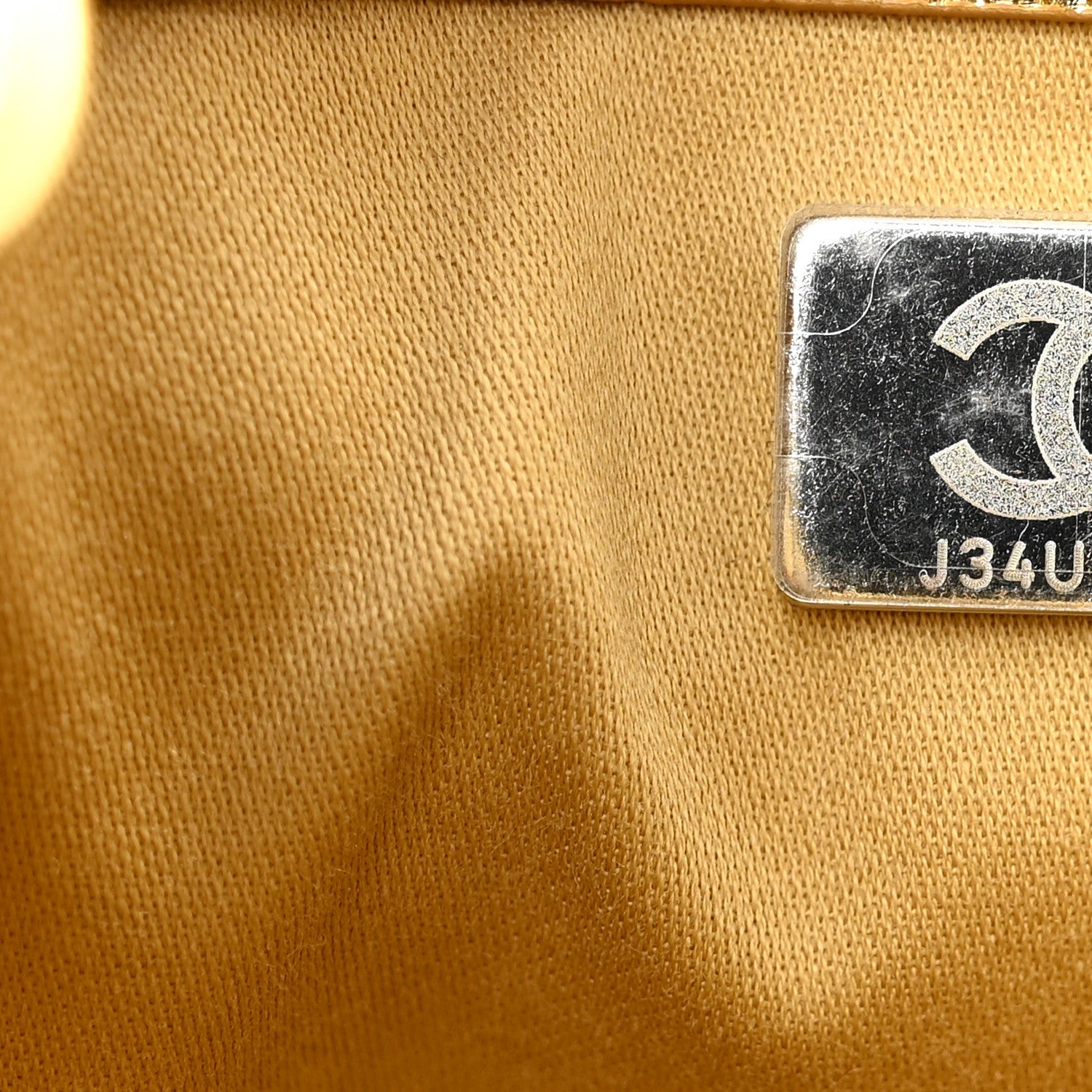 Metallic Aged Calfskin Quilted Small Chanel 25 Handbag Gold