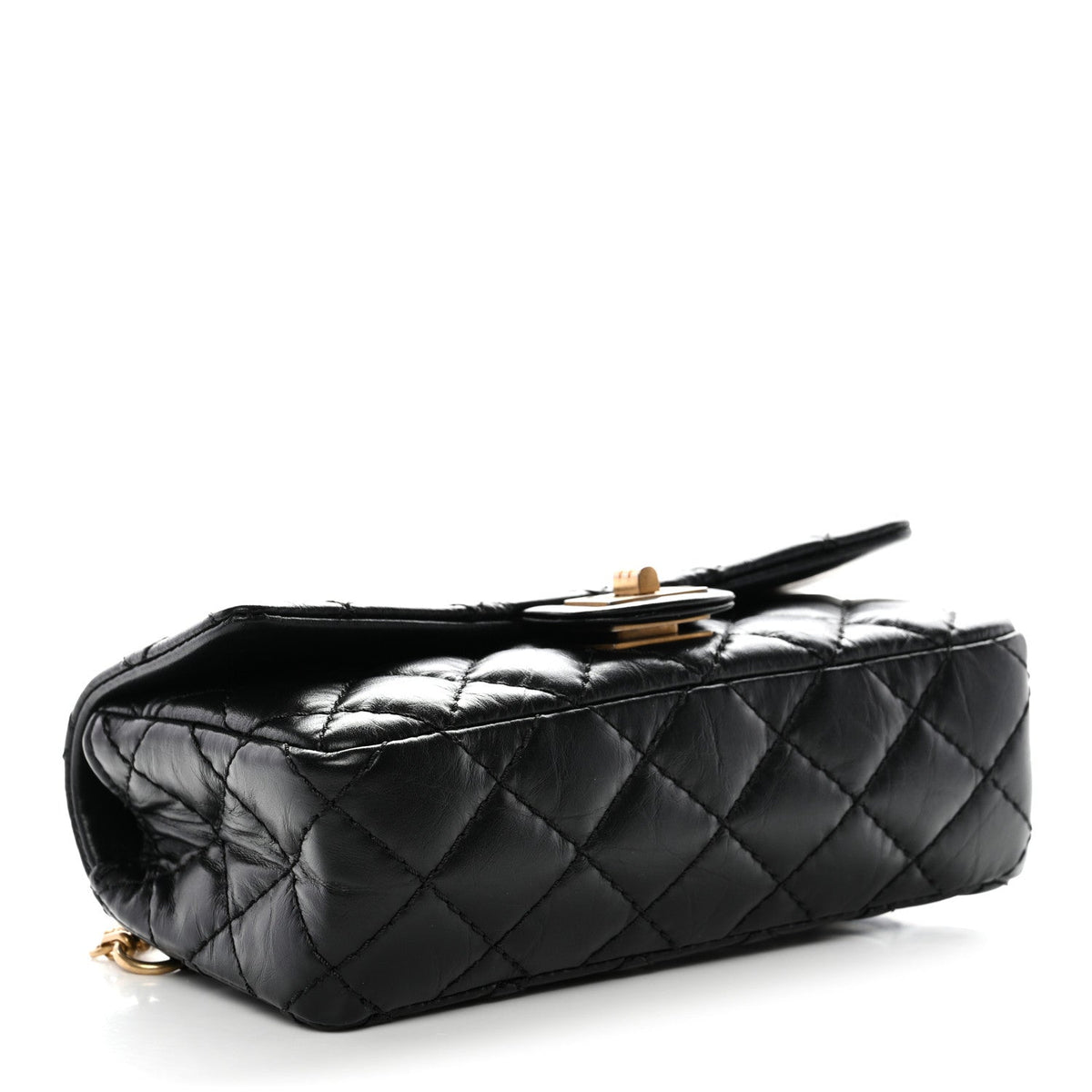 Aged Calfskin Quilted 2.55 Reissue Chain Waist Bag Black