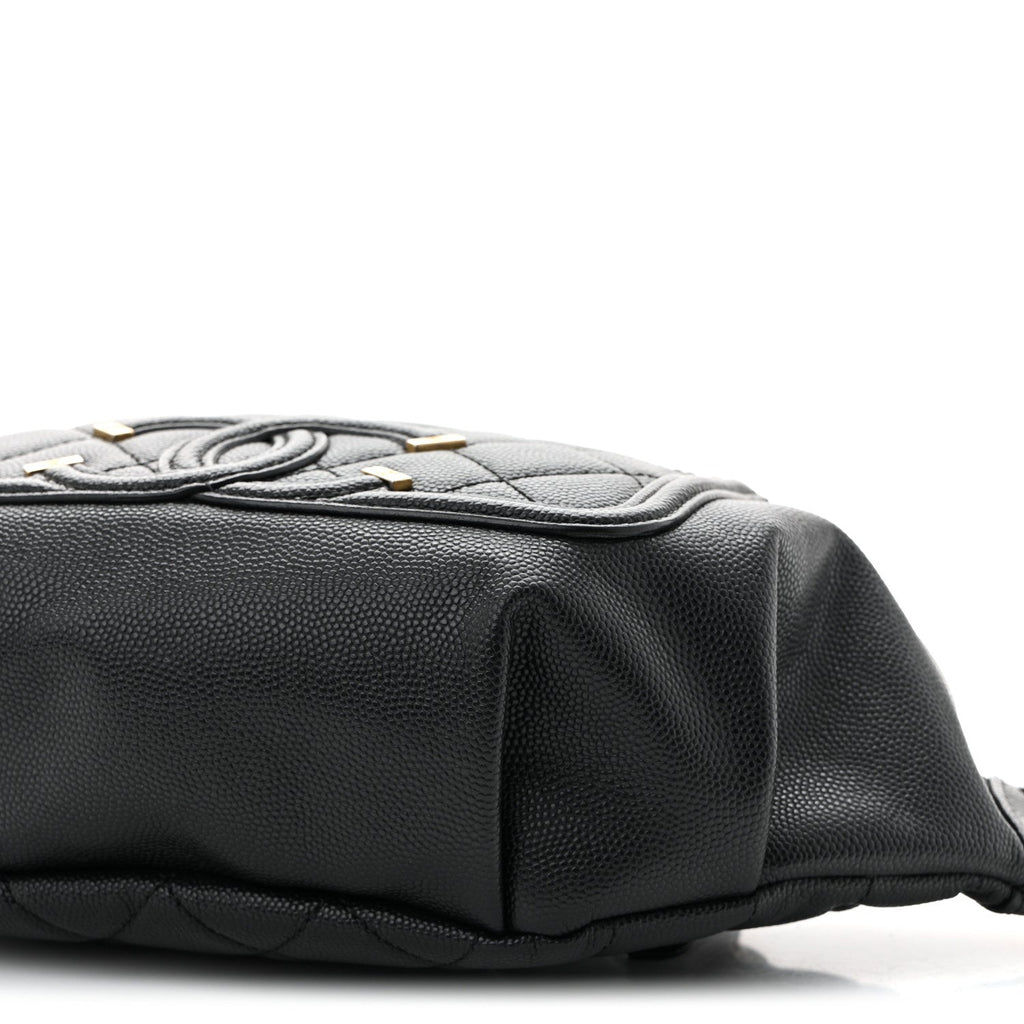 Caviar Quilted Filigree Waist Bag Black