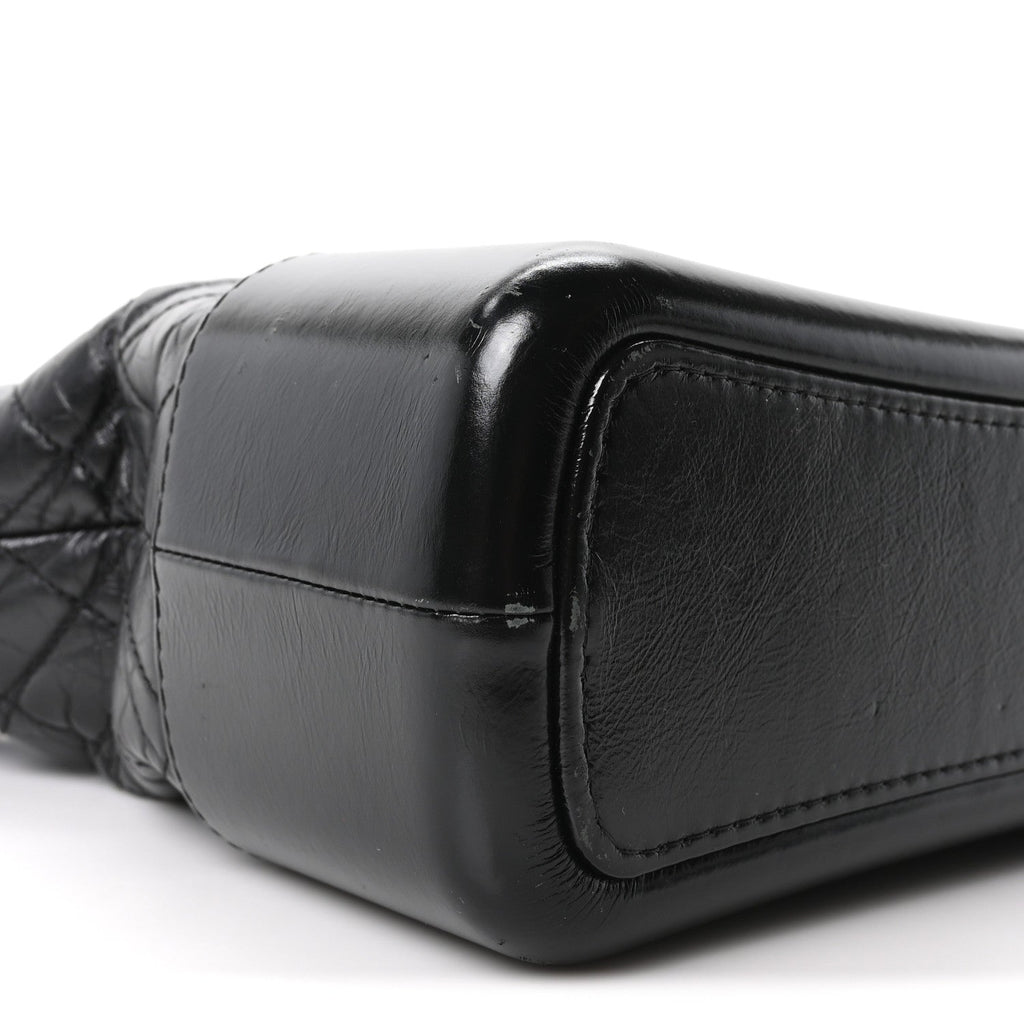 Aged Calfskin Quilted Large Gabrielle Hobo Black