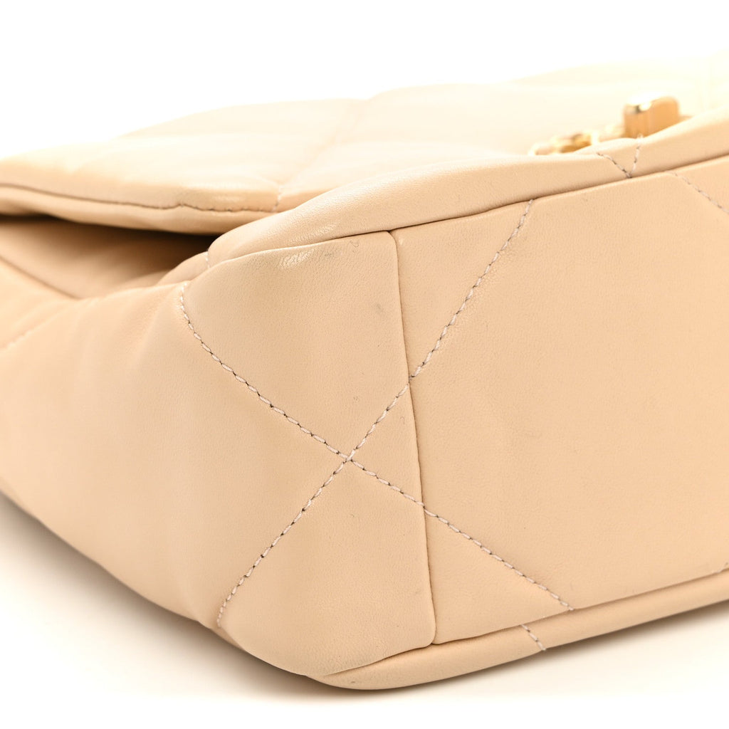 Lambskin Quilted Medium Chanel 19 Flap Light Beige