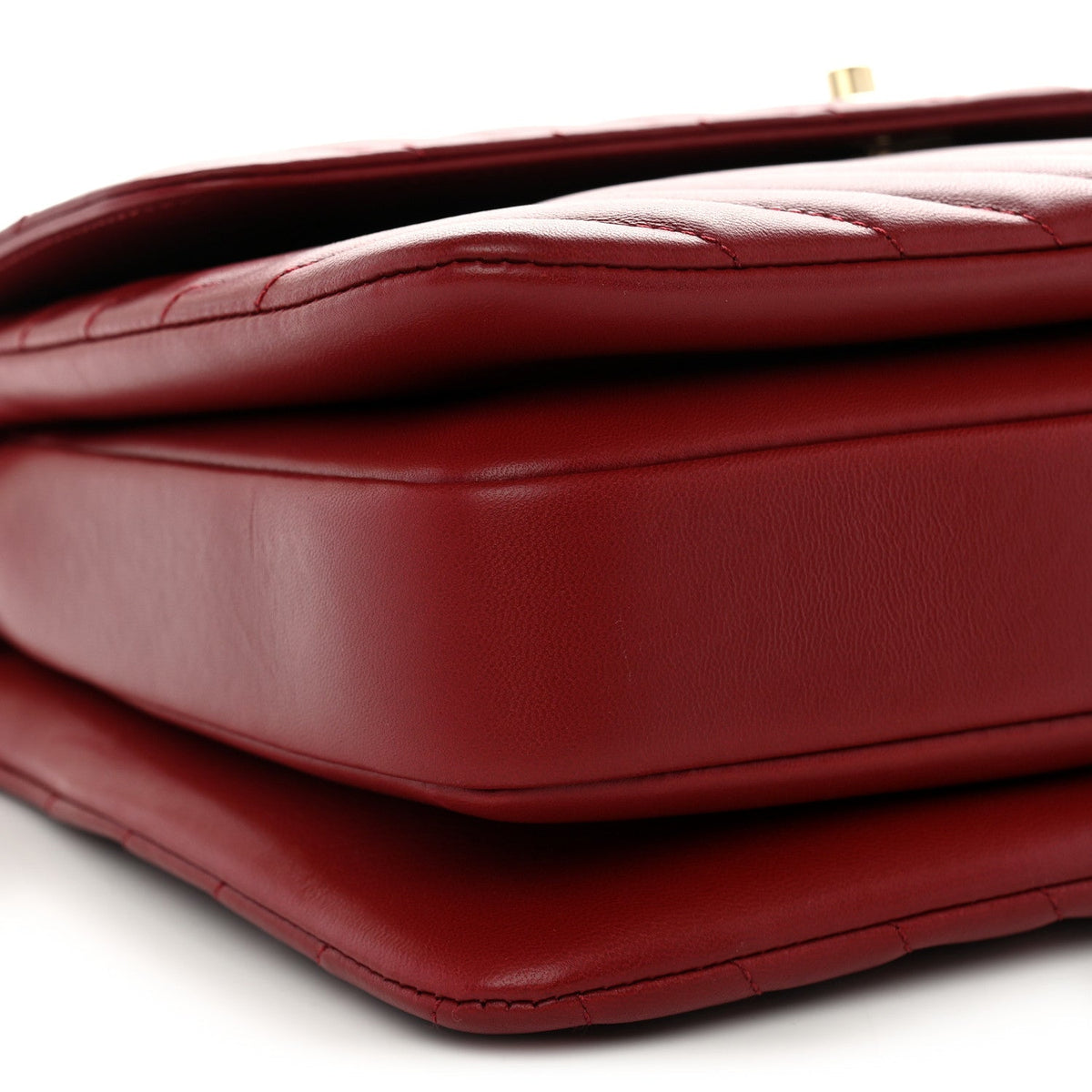 Lambskin Chevron Quilted Medium Trendy CC Dual Handle Flap Bag Red