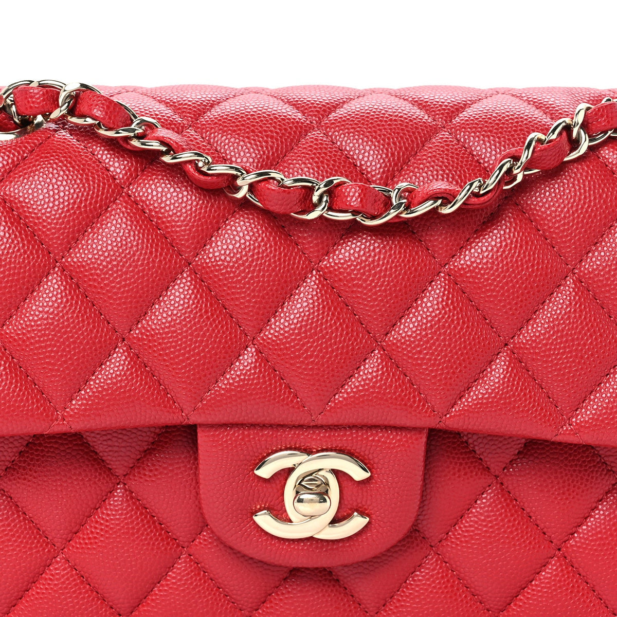 Caviar Quilted Small Double Flap Red