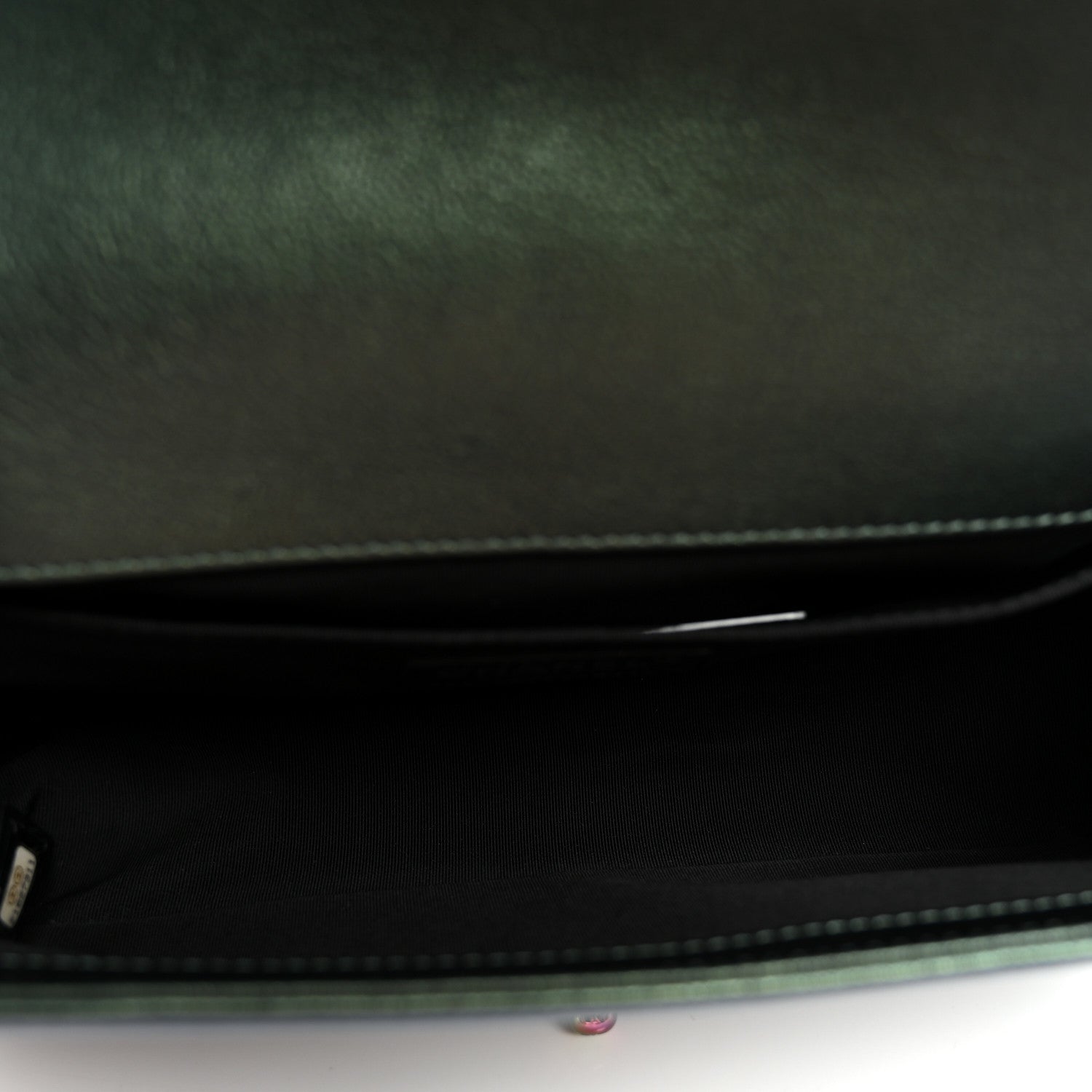 Iridescent Goatskin Quilted Medium Boy Flap Green