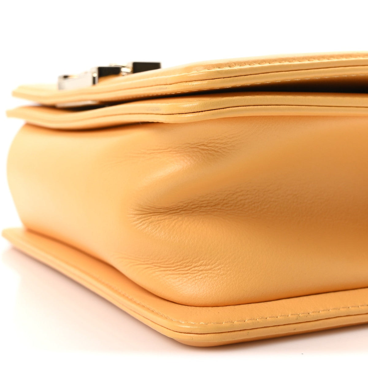 Calfskin Quilted Small Boy Flap Yellow