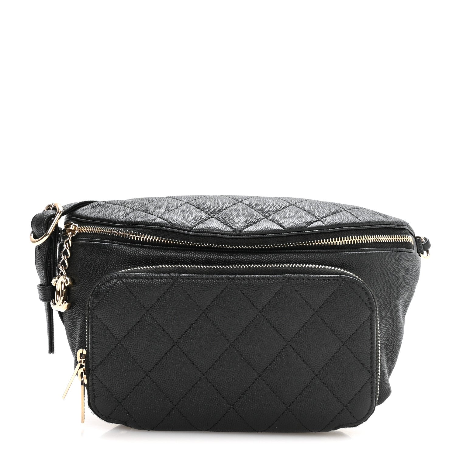Caviar Quilted Business Affinity Waist Belt Bag Black
