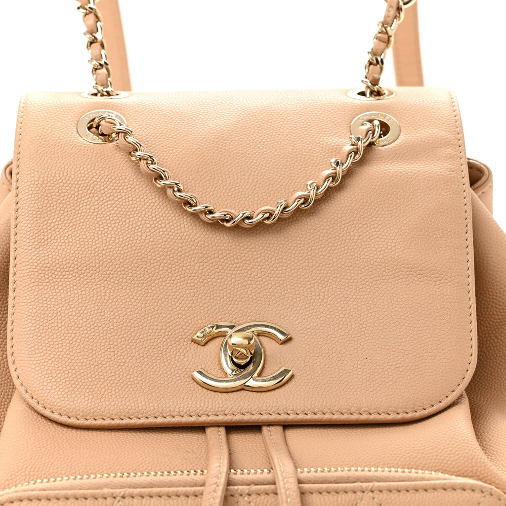 Caviar Quilted Business Affinity Backpack Beige