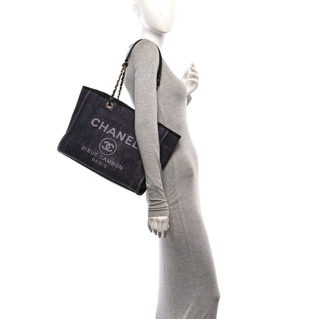 Woven Straw Raffia Small Deauville Tote Charcoal
