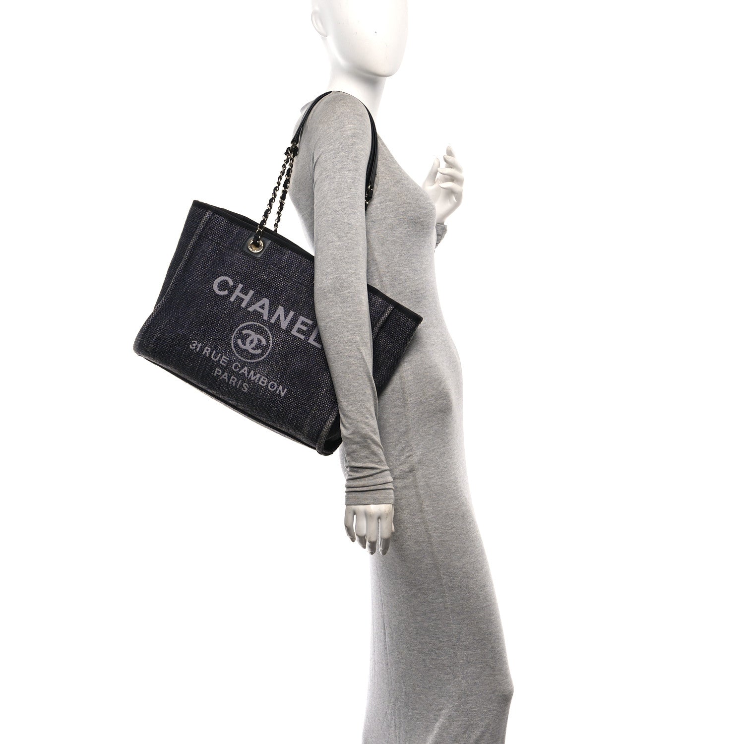Woven Straw Raffia Small Deauville Tote Charcoal