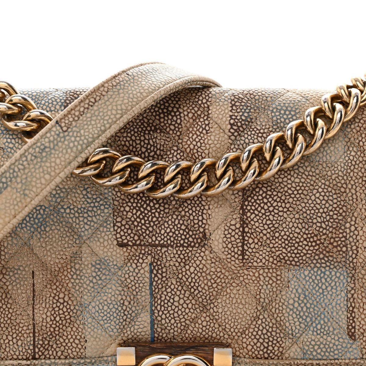 Painted Caviar Quilted Medium Boy In Cuba Flap Blue