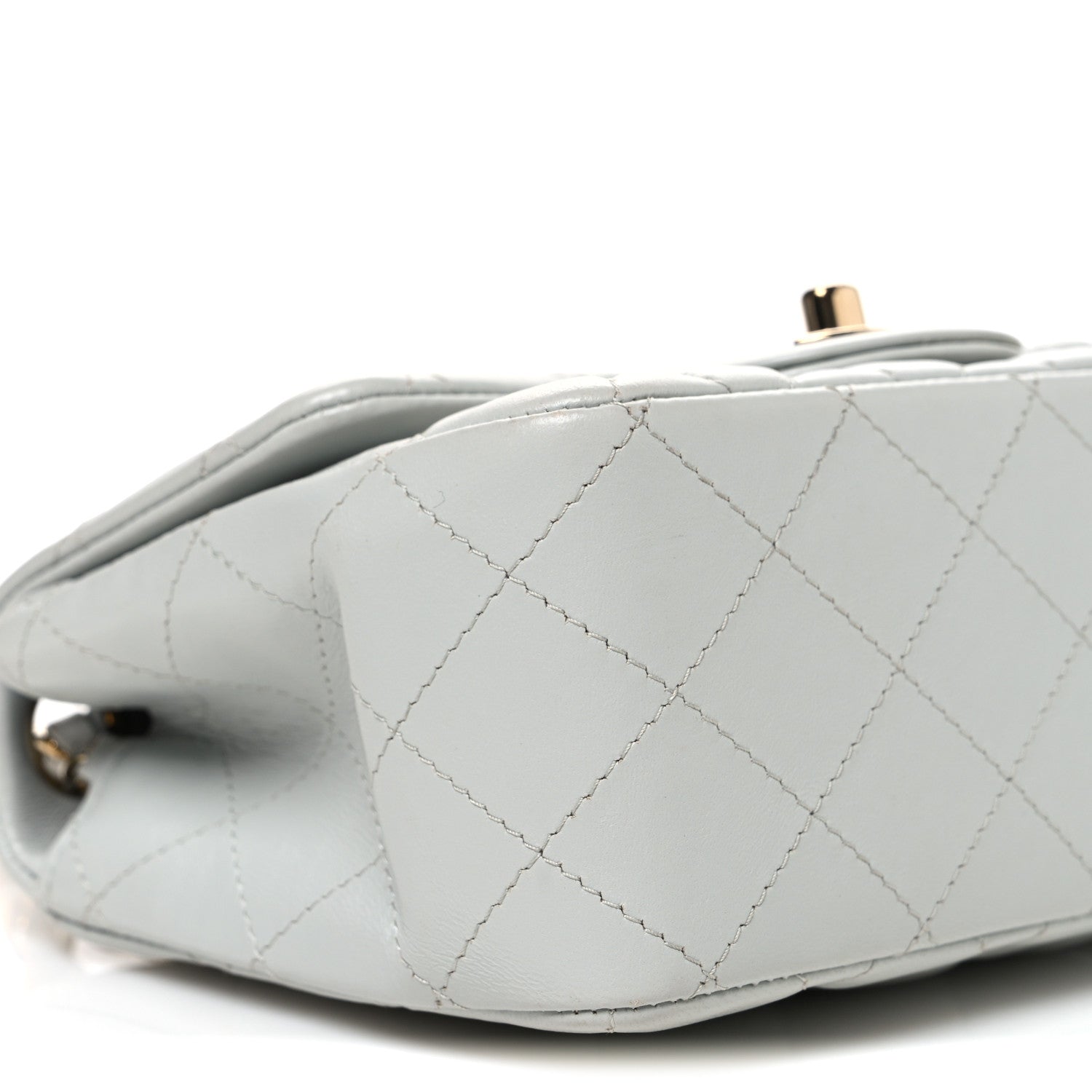 Lambskin Quilted Mini Square Flap Light Grey
