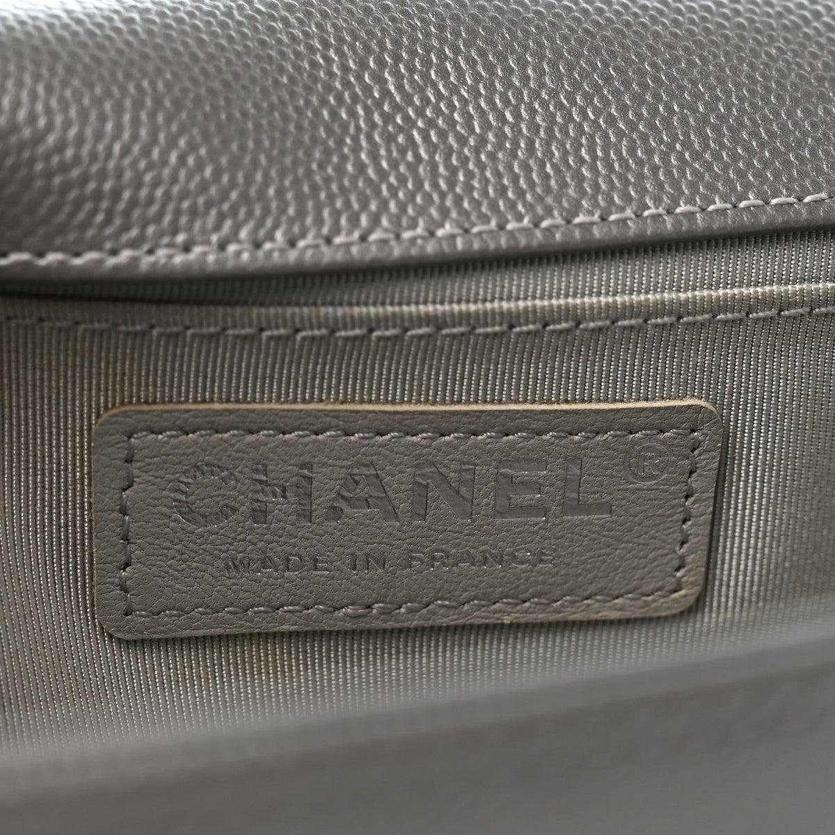 Metallic Caviar Quilted Medium Boy Flap Silver