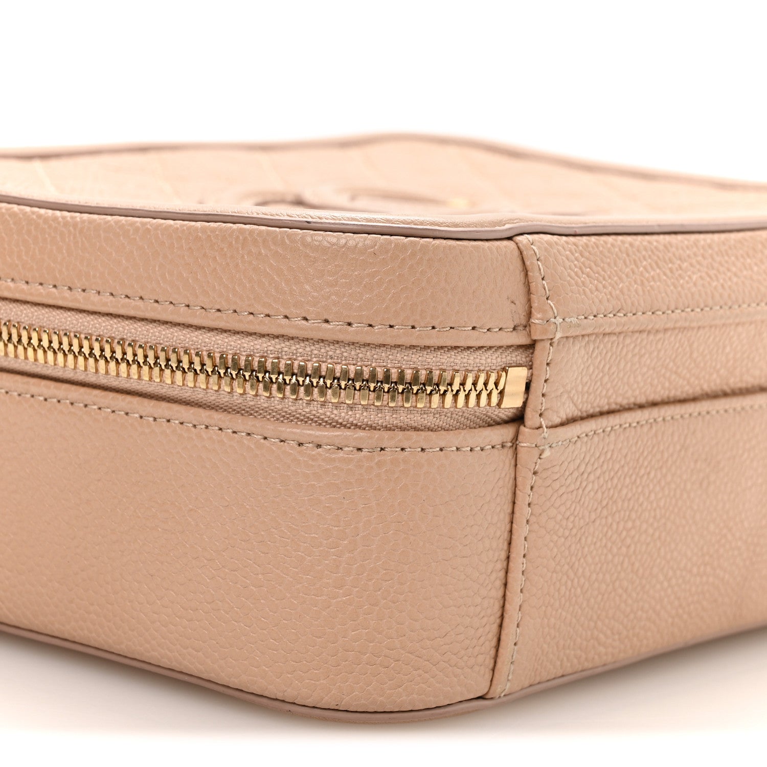 Caviar Quilted Medium CC Filigree Vanity Case Beige