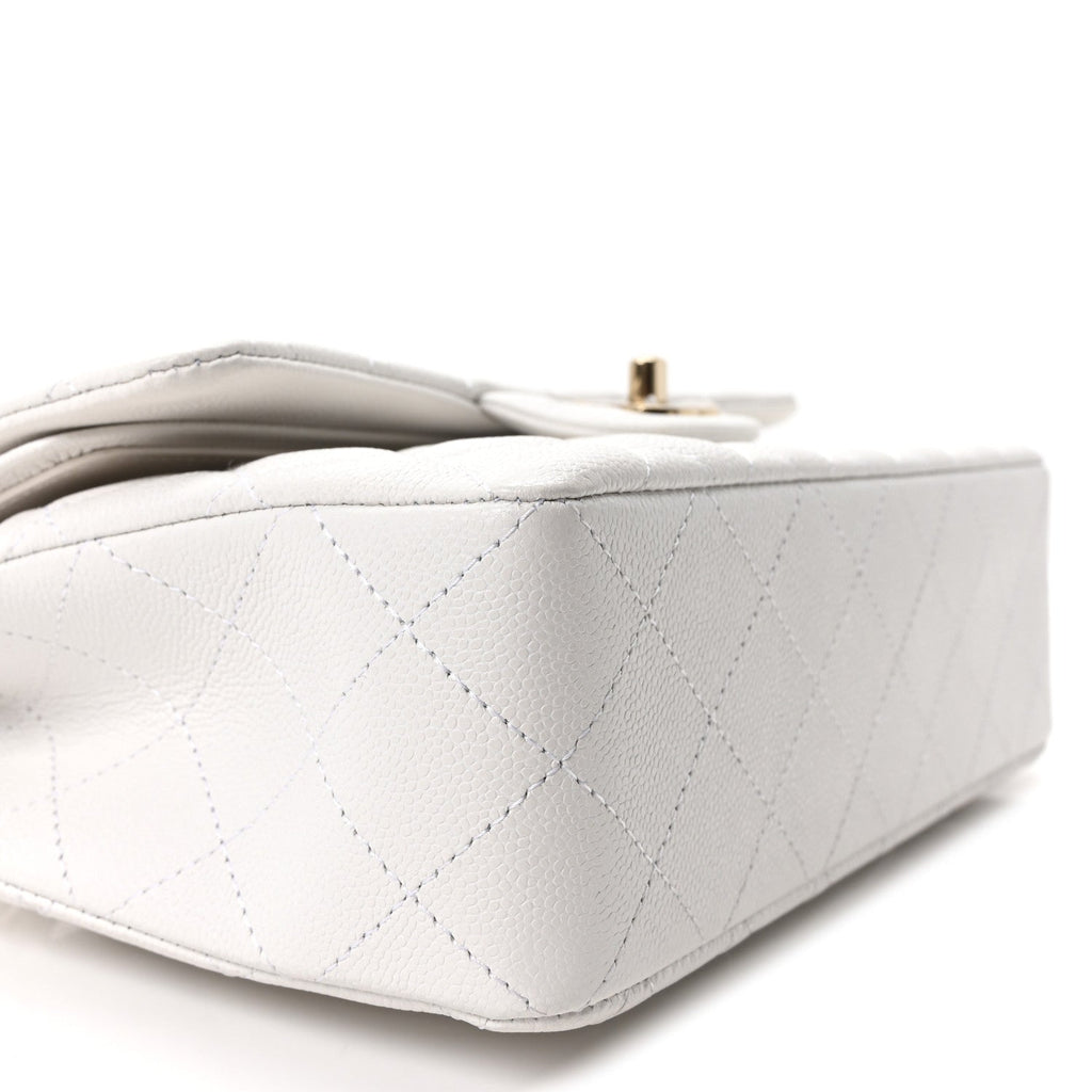 Caviar Quilted Small Double Flap White