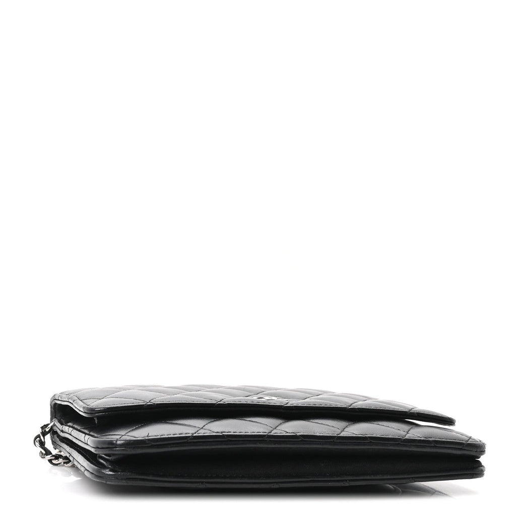 Lambskin Quilted Wallet On Chain WOC Black