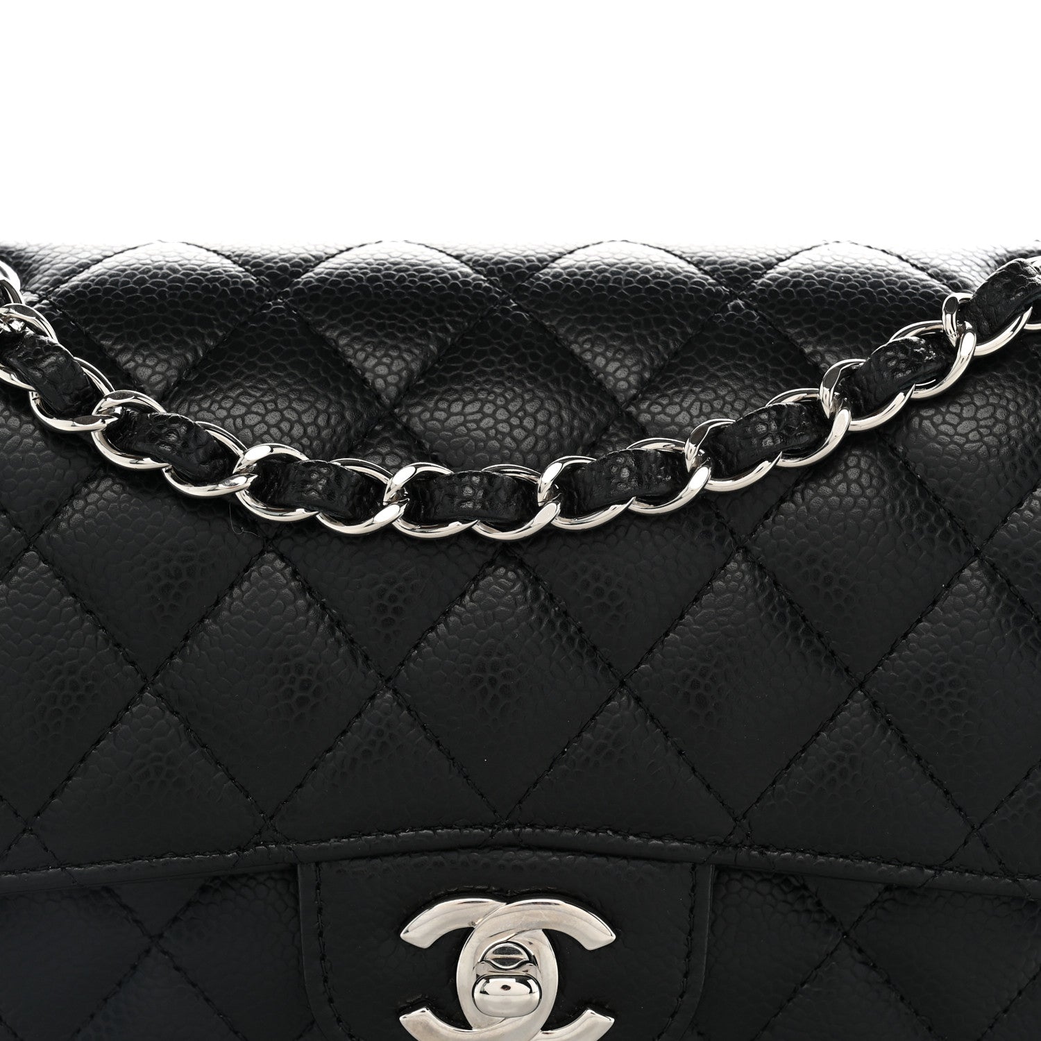 Caviar Quilted Small Double Flap Black