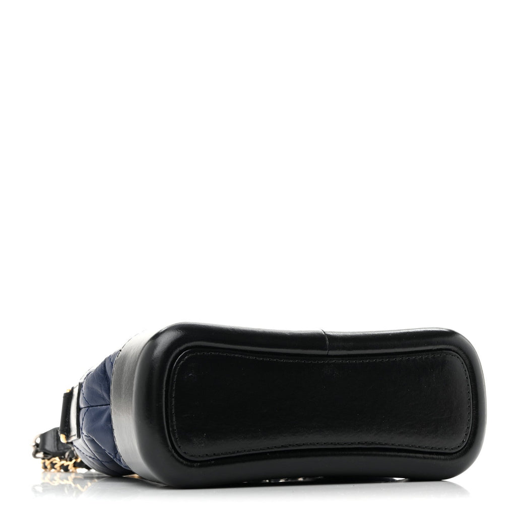 Aged Calfskin Quilted Small Gabrielle Hobo Navy Black