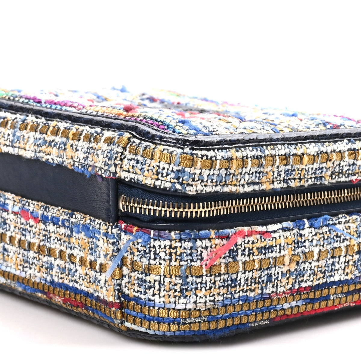 Tweed Snakeskin Quilted Medium CC Filigree Vanity Case Multicolor