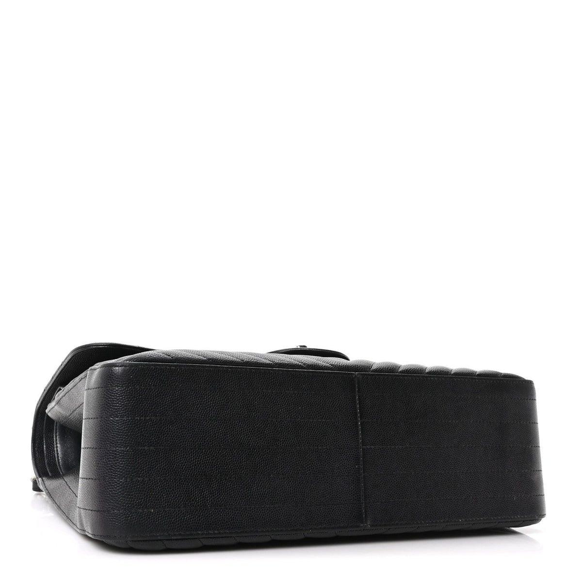 Iridescent Caviar Chevron Quilted Jumbo Double Flap Black