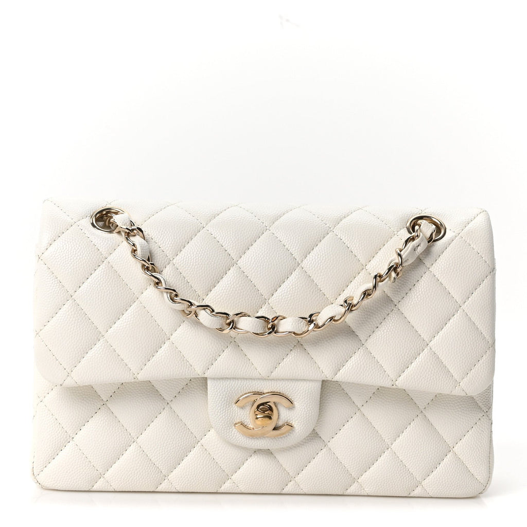 Caviar Quilted Small Double Flap White