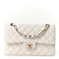 Caviar Quilted Small Double Flap White
