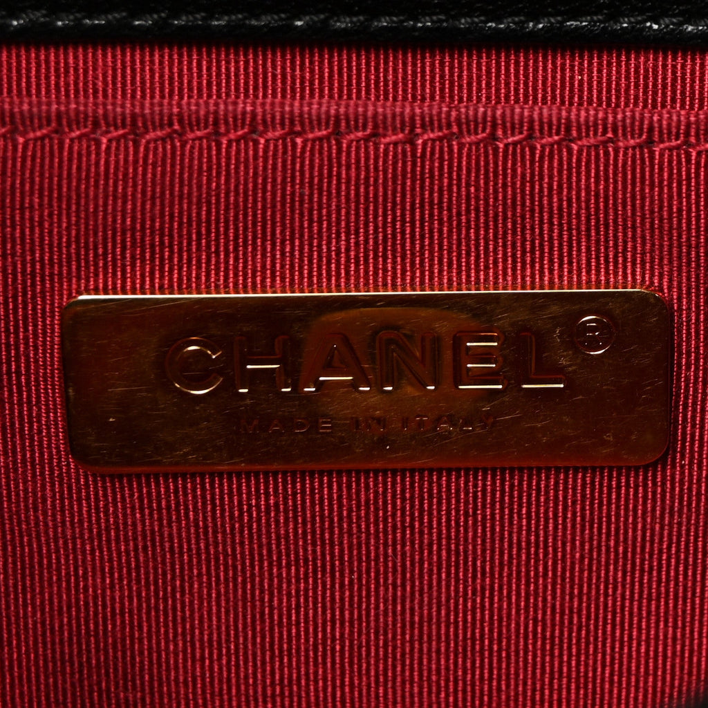 Goatskin Quilted Chanel 19 Waist Bag Black