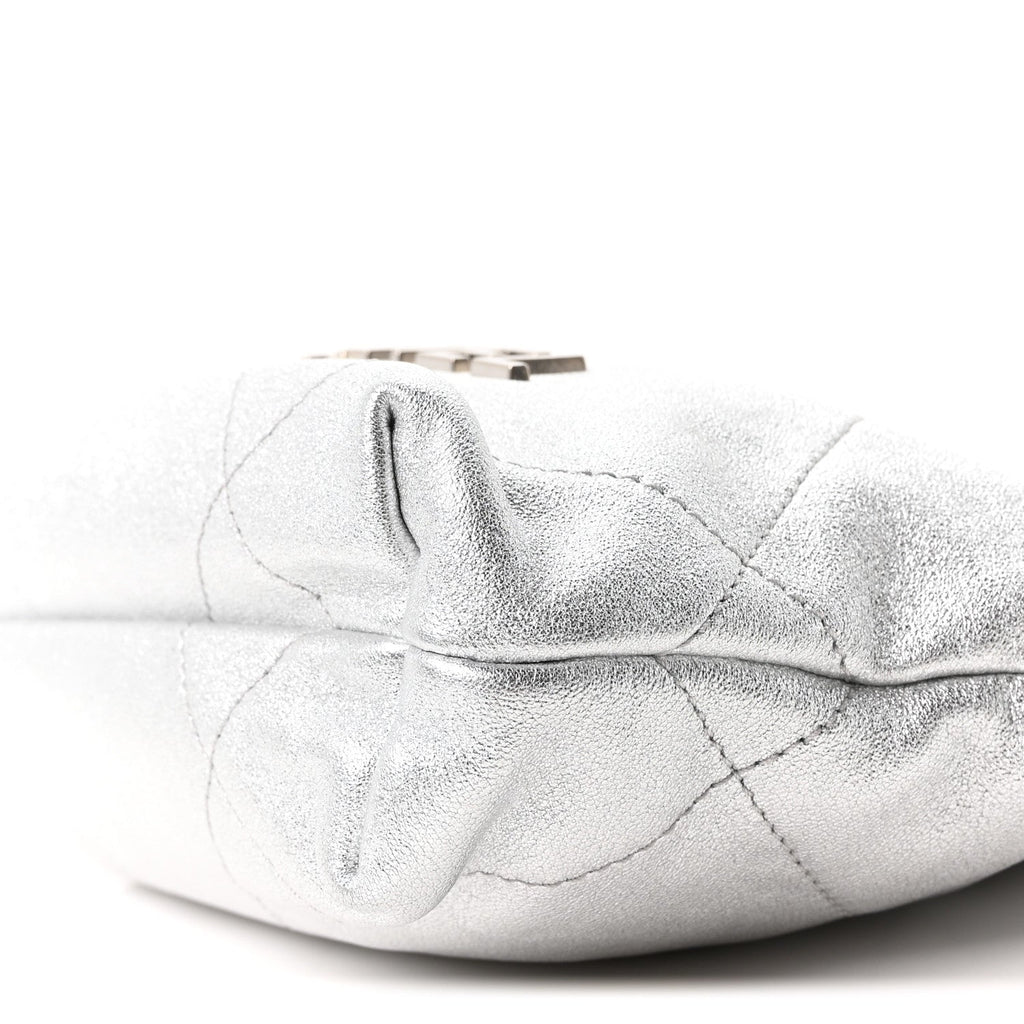 Metallic Lambskin Quilted Mini Chanel 22 Silvery