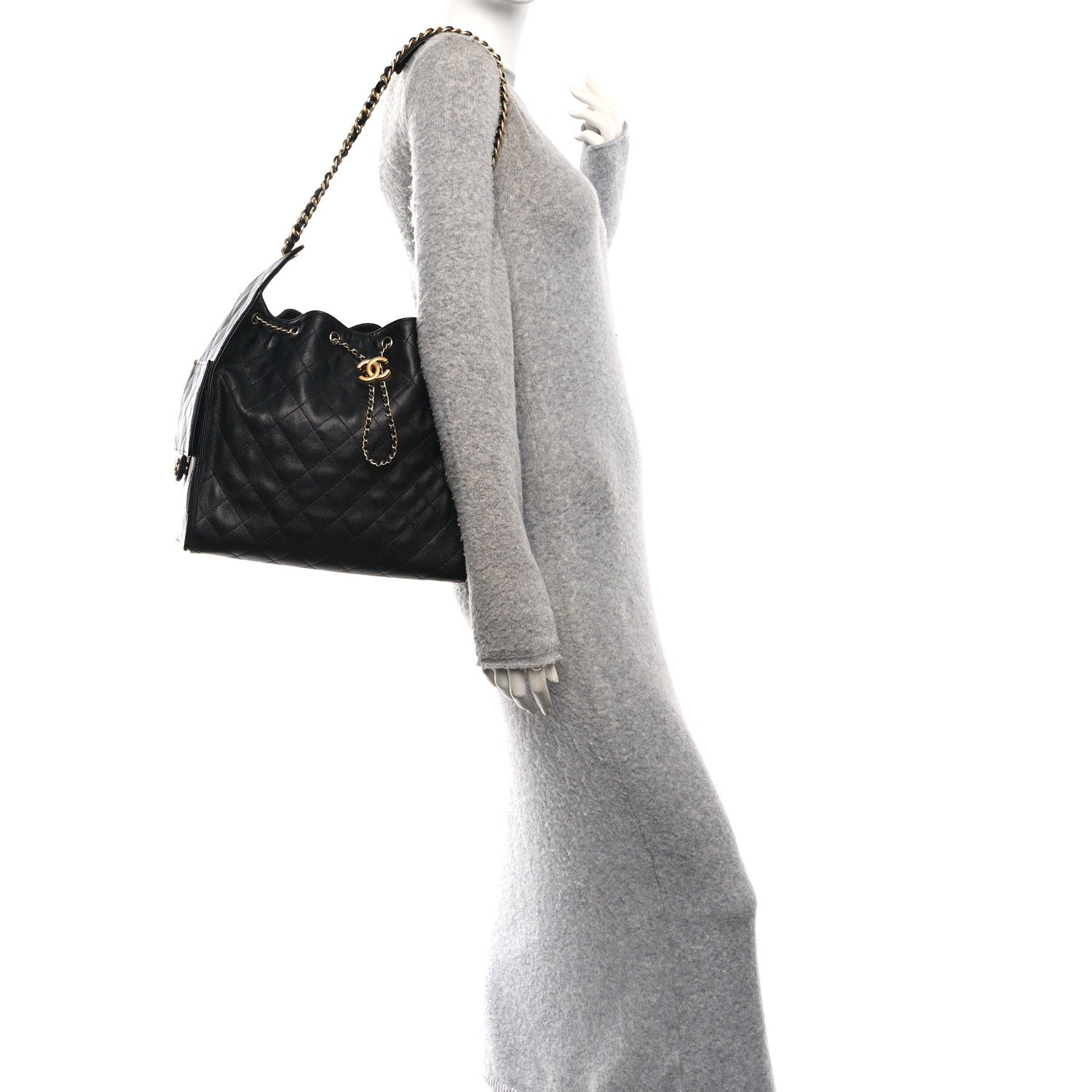 Caviar Quilted Medium Chanel 25 Handbag Black