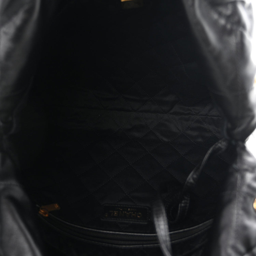Shiny Calfskin Quilted Small Chanel 22 Black