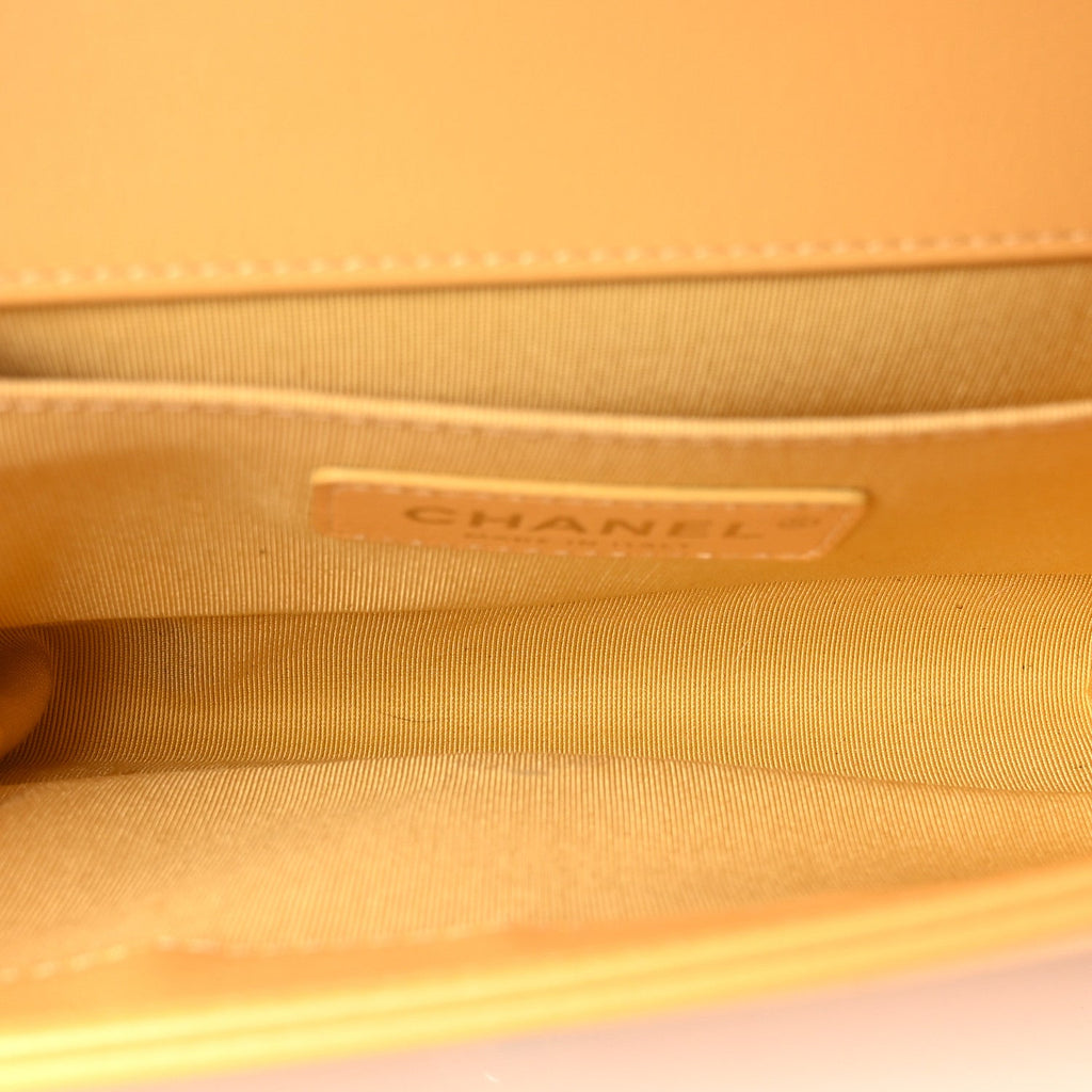 Calfskin Quilted Small Boy Flap Yellow