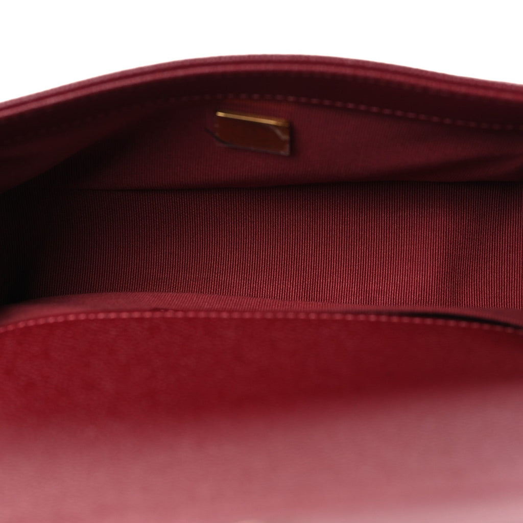 Caviar Quilted Small Boy Flap Burgundy