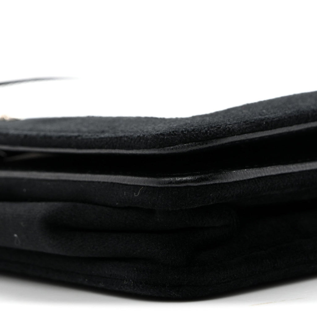 Velvet Mirror Embellished Boy Wallet On Chain WOC Argent