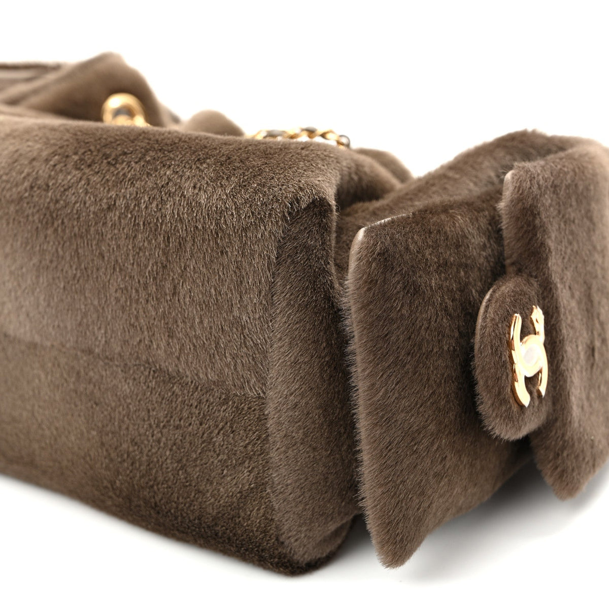Pony Hair Mini Chanel 25 Handbag Dark Khaki