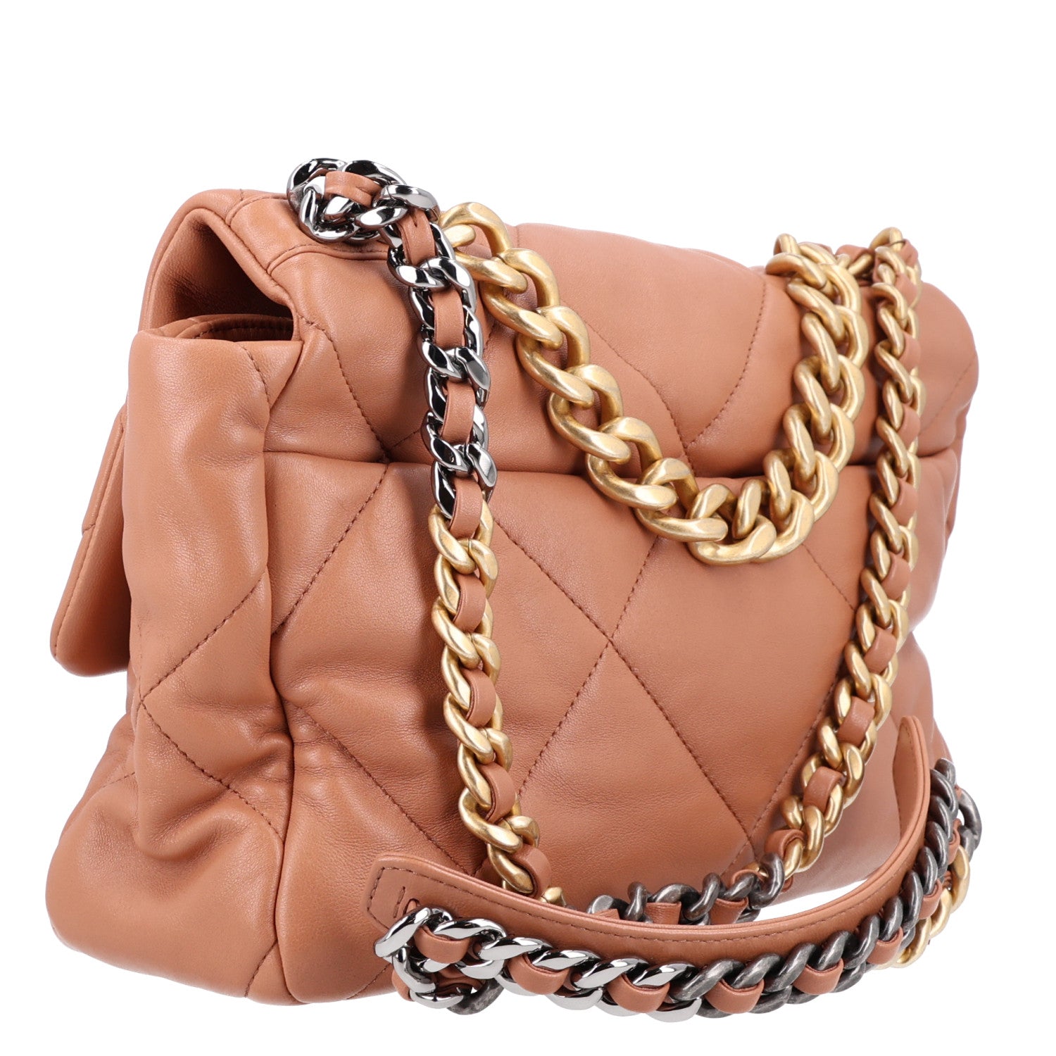 Lambskin Quilted Large Chanel 19 Flap Brown