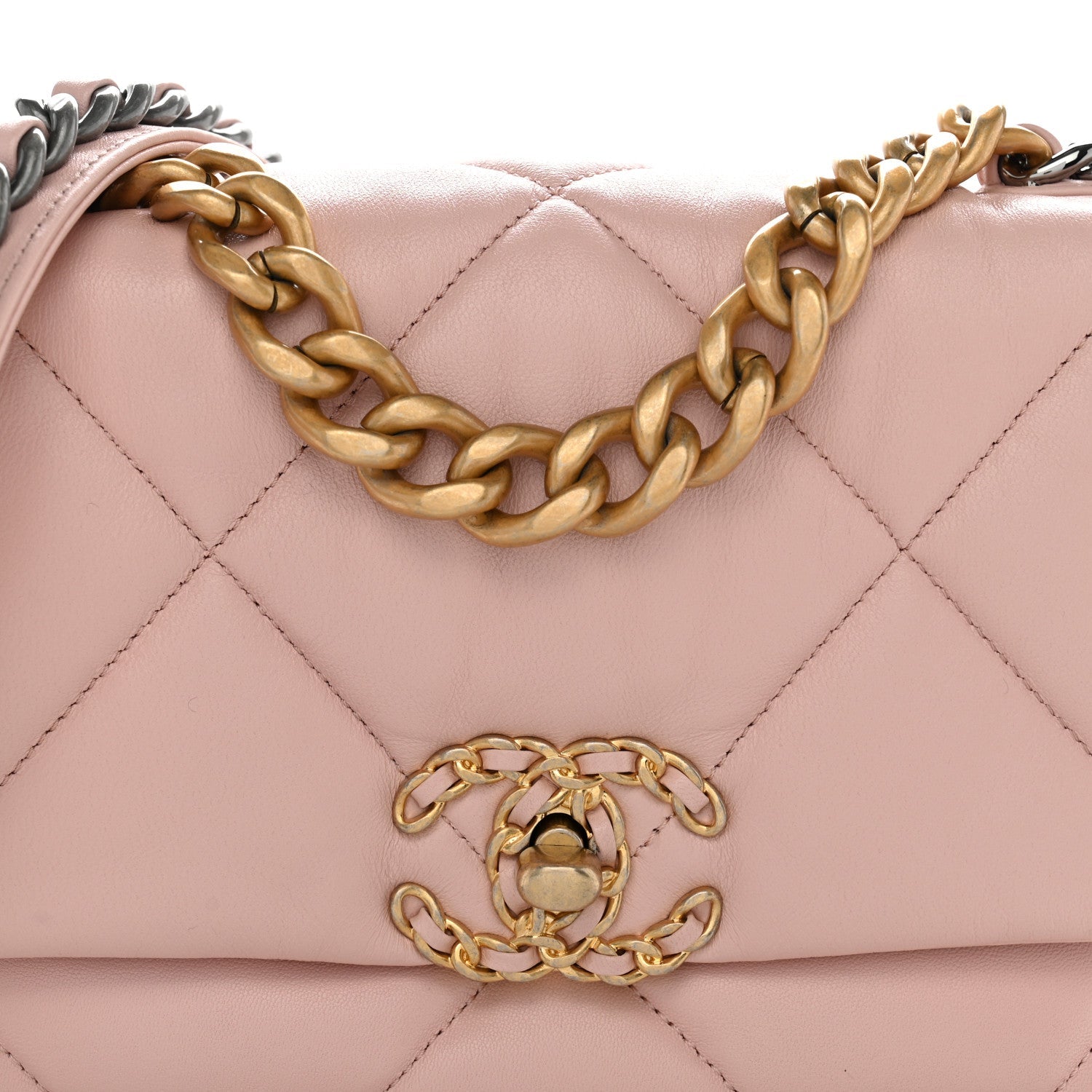 Lambskin Quilted Medium Chanel 19 Flap Light Pink
