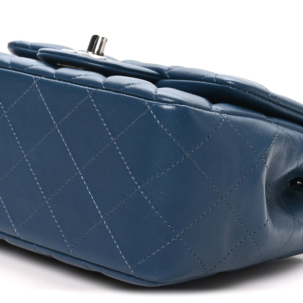 Lambskin Quilted Mini Square Flap Navy