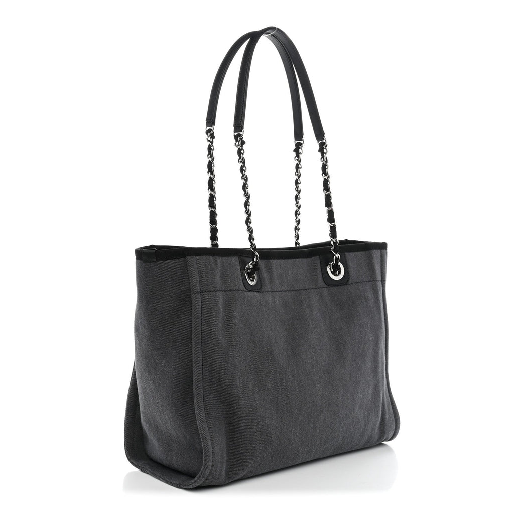 Canvas Sequin Small Deauville Tote Charcoal