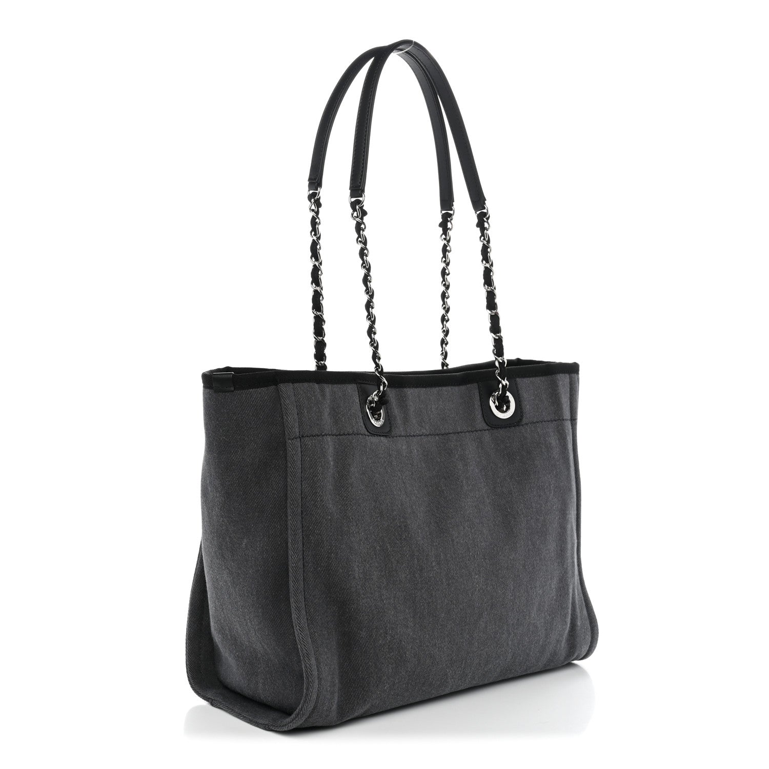 Canvas Sequin Small Deauville Tote Charcoal