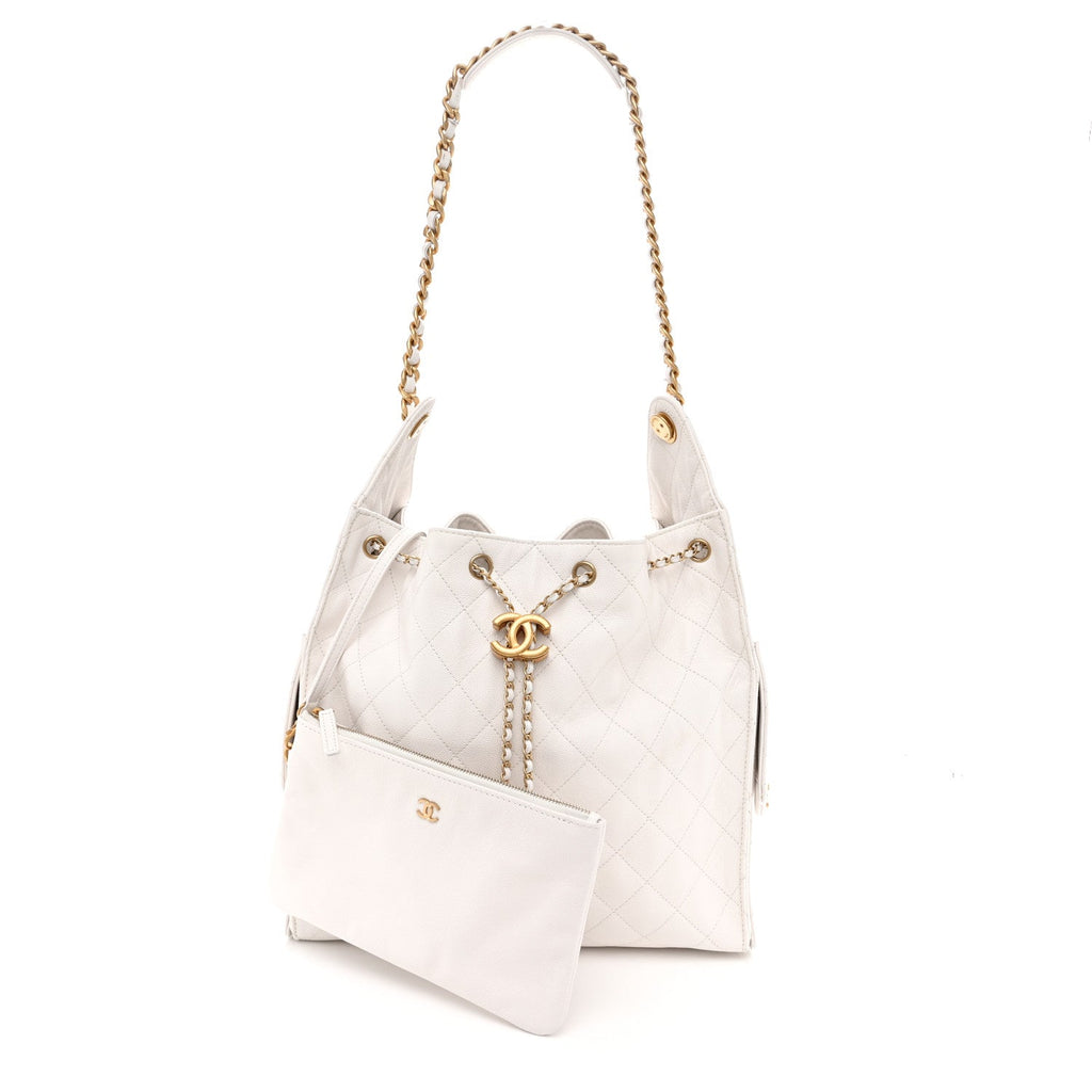 Caviar Quilted Medium Chanel 25 Handbag White